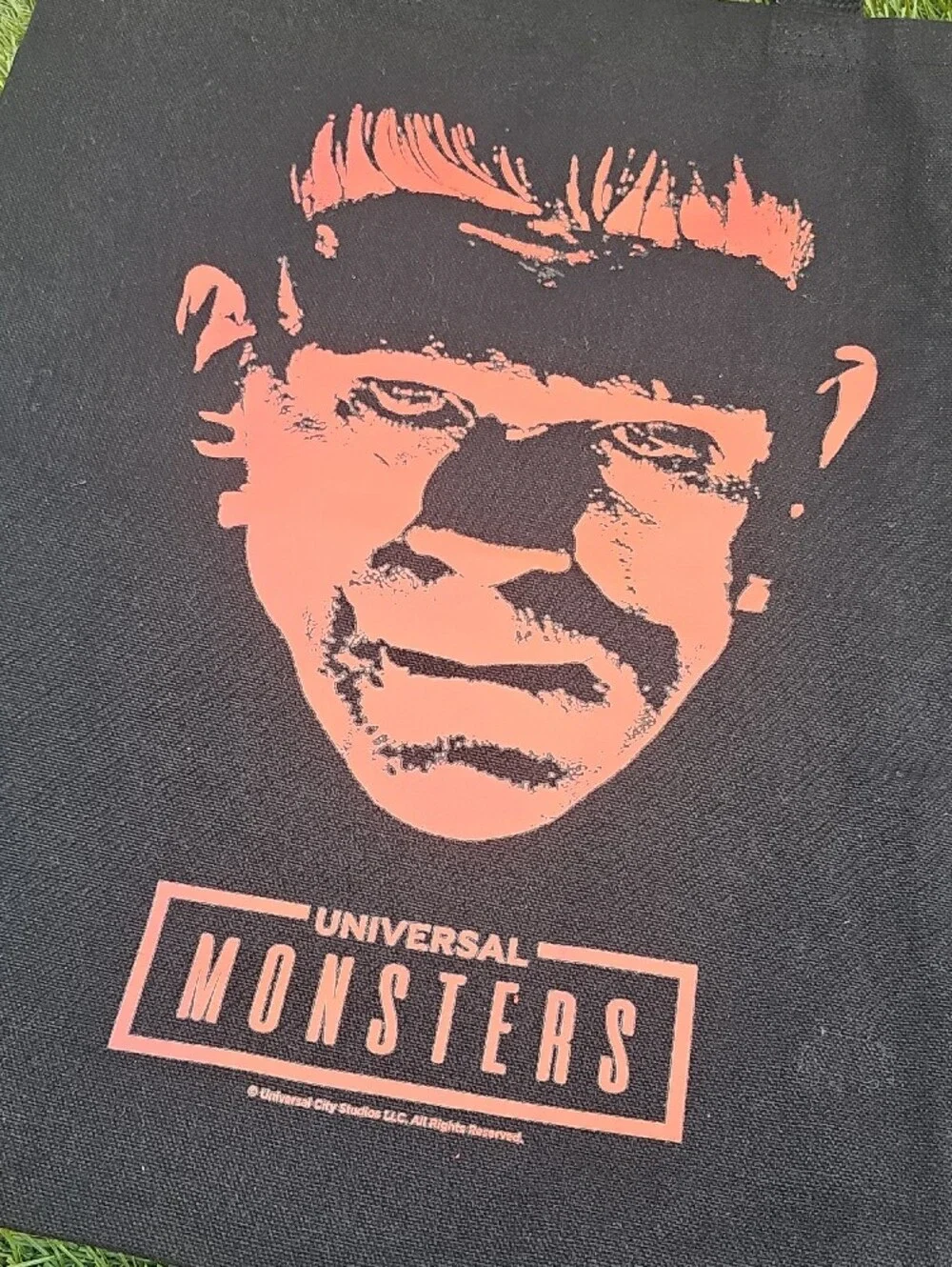 Universal Monsters Black Tote with Frankenstein Monster Graphic